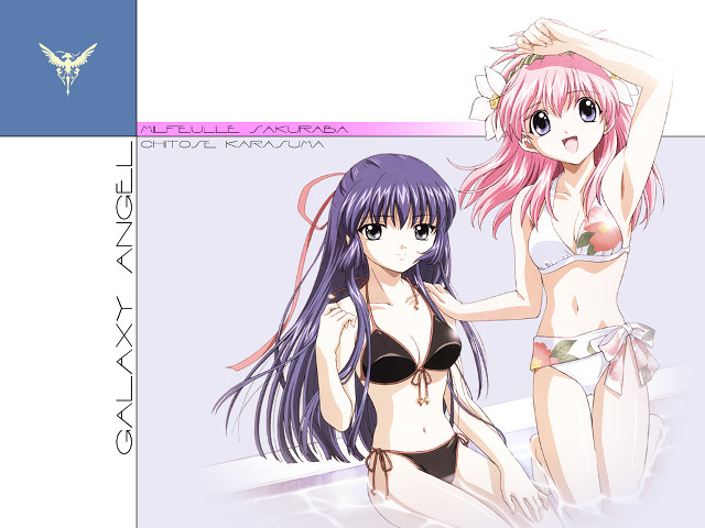 Anime girls bikinis flowers long free wallpaper for desktop - medium preview image