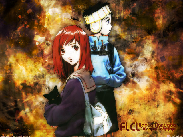 Anime couple fire cat autumn free wallpaper for desktop - medium preview image