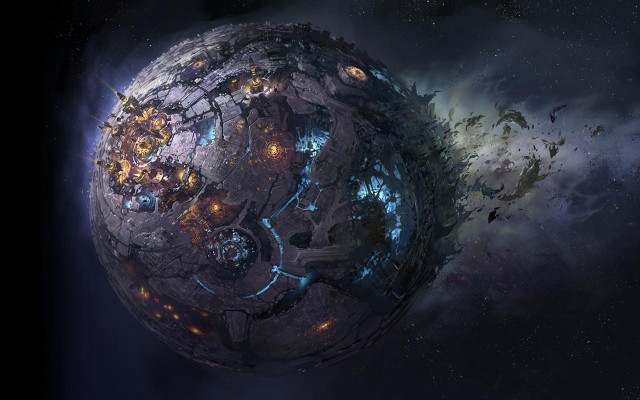 Space station galaxy star blue free wallpaper for desktop - medium preview image