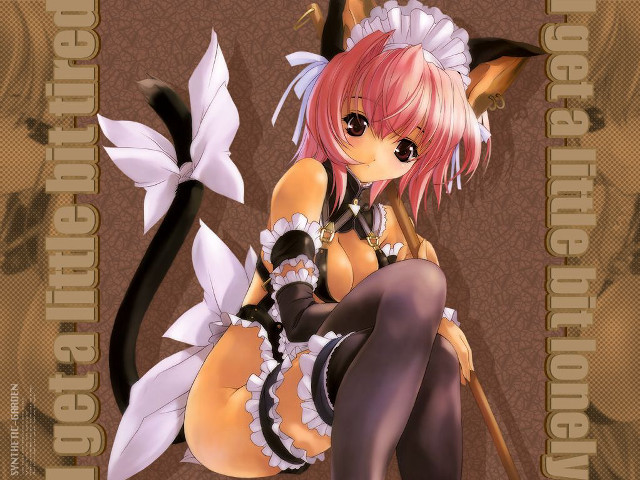 Pink haired anime girl cat free wallpaper for desktop - medium preview image