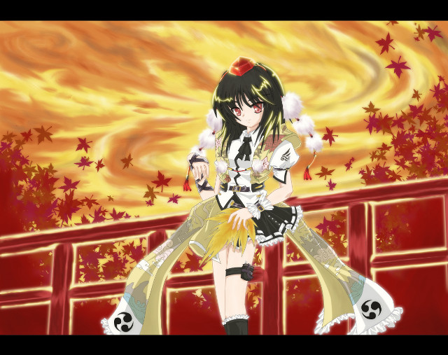 Anime girl skull red background free wallpaper for desktop - medium preview image