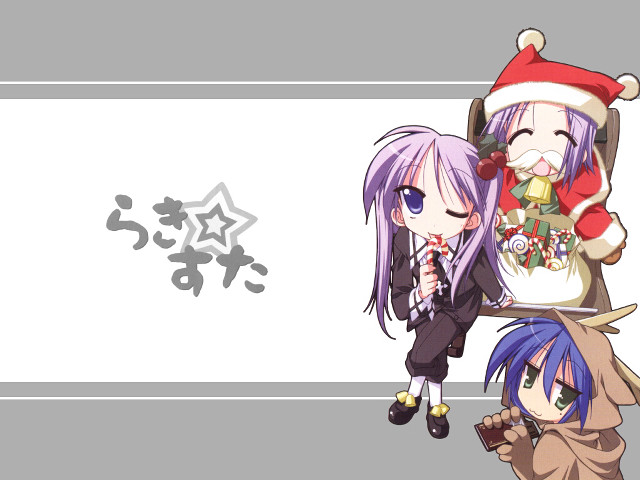 Anime christmas characters santa reindeer free wallpaper for desktop - medium preview image