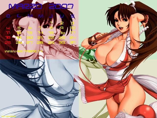 Anime calendar shiranui mai red free wallpaper for desktop - medium preview image