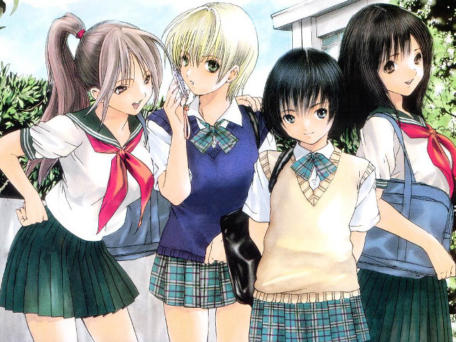 Group girls school uniforms hands free wallpaper for desktop - medium preview image