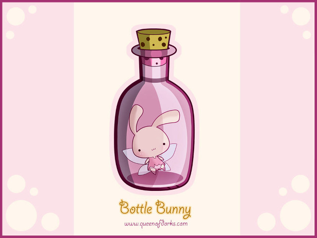 Bunny bottle pink bubbles crown free wallpaper for desktop - medium preview image