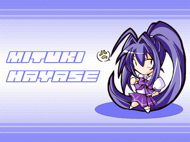 Purple hair sitting chibi robotic free wallpaper for desktop - medium preview image