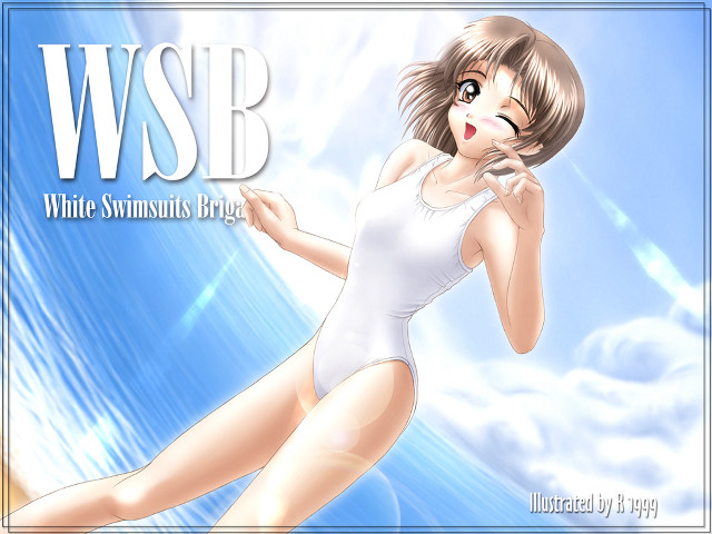 Woman flying white swimsuit blue free wallpaper for desktop - medium preview image