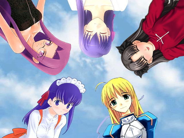 Anime girls blue sky giantess free wallpaper for desktop - medium preview image