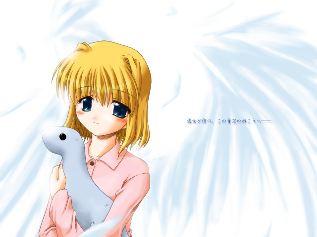 Girl dolphin angel wings anime free wallpaper for desktop - medium preview image