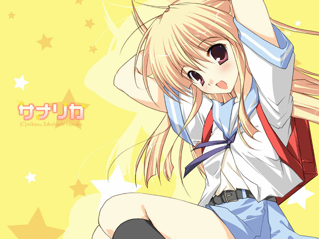 Girl backpack star yellow anime free wallpaper for desktop - medium preview image