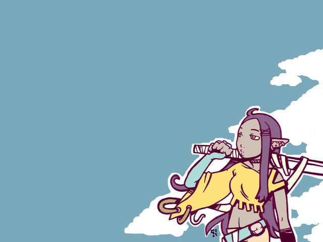 Woman sword bird highfantasy lineart free wallpaper for desktop - medium preview image