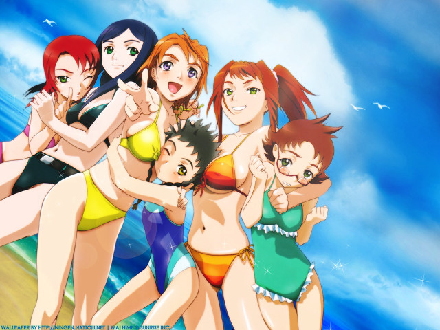 Beach girls bathing suits anime #2 free wallpaper for desktop - medium preview image