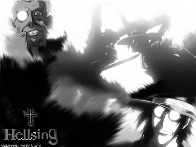 Black white two people demon free wallpaper for desktop - medium preview image