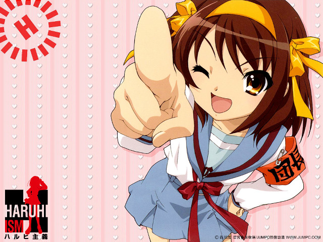 Girl yellow bow pointing screenshot free wallpaper for desktop - medium preview image