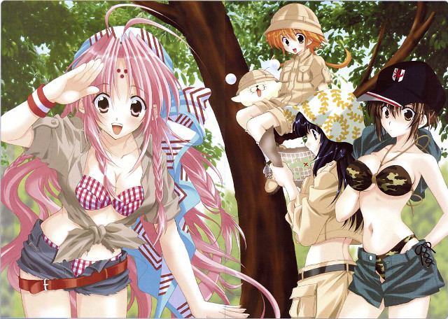 Pink hair anime girls tree free wallpaper for desktop - medium preview image