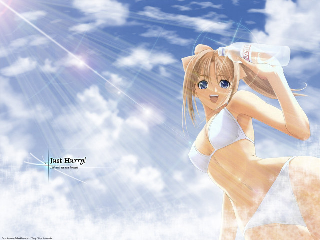 Girl bikini clouds water bottle free wallpaper for desktop - medium preview image
