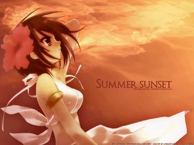 Woman white dress flower sunset free wallpaper for desktop - medium preview image