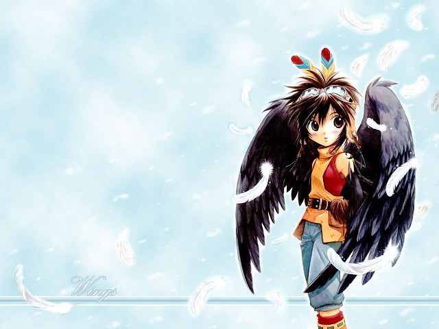 Anime bird wings angel feathers free wallpaper for desktop - medium preview image