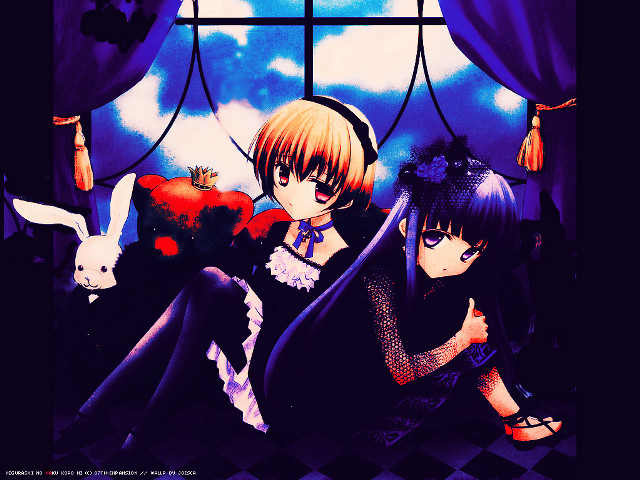 Gothic anime girls bunny couch free wallpaper for desktop - medium preview image