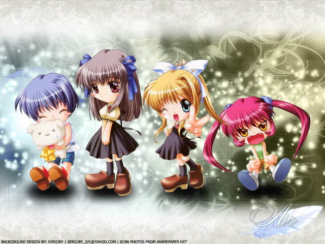 Anime girls snowflakes star blue free wallpaper for desktop - medium preview image