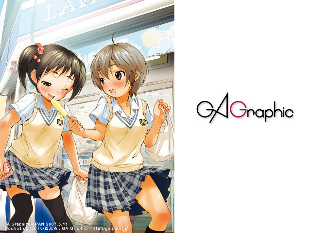 Anime girls street umbrella bag free wallpaper for desktop - medium preview image