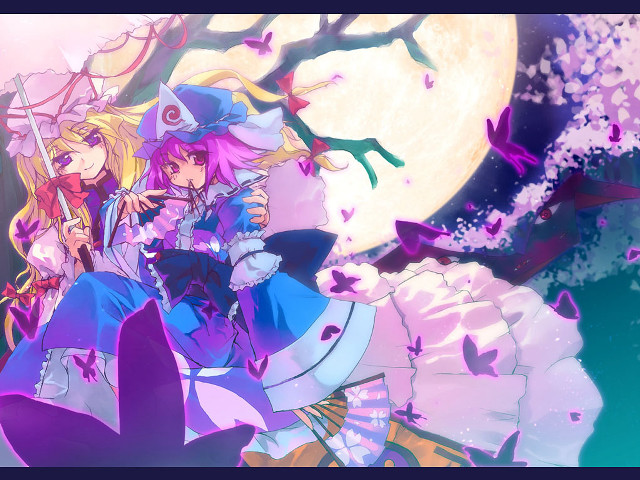 Anime characters fullmoon purpleleaves concept free wallpaper for desktop - medium preview image