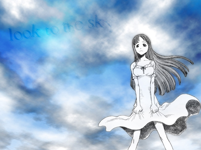 Woman dress longhair flying sky free wallpaper for desktop - medium preview image