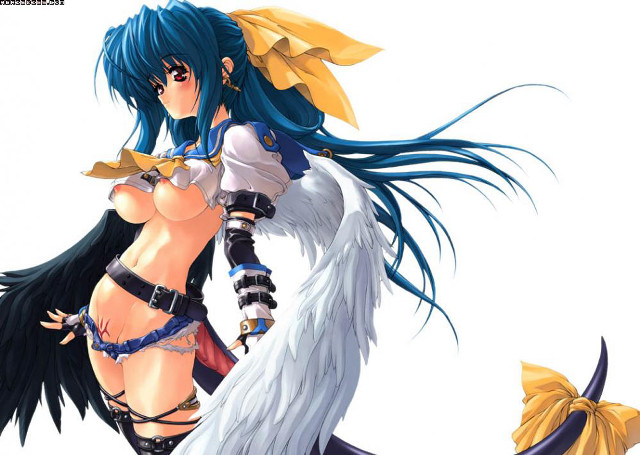Blue haired angel wings sword free wallpaper for desktop - medium preview image