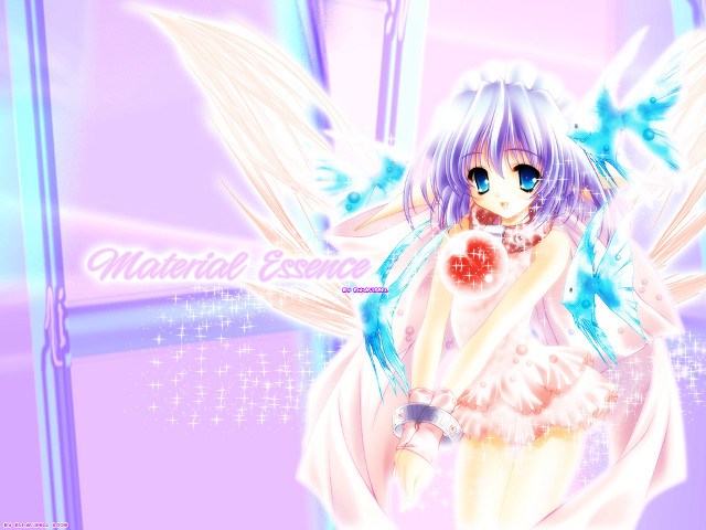 Anime girl blue wings red free wallpaper for desktop - medium preview image