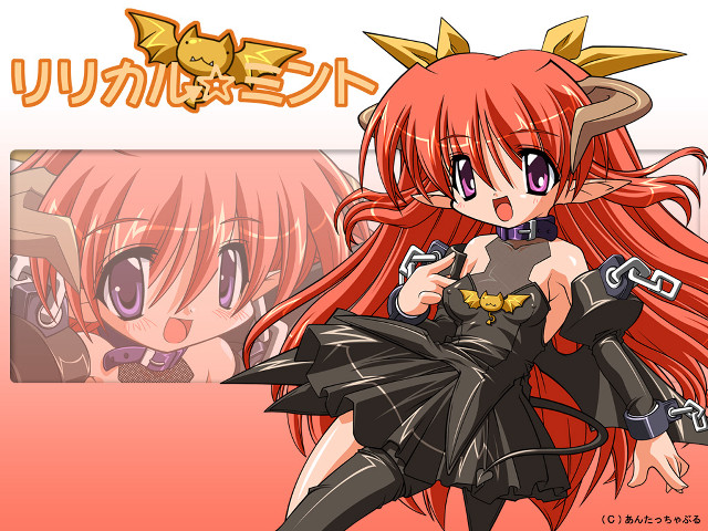 Demon girl red hair horns free wallpaper for desktop - medium preview image