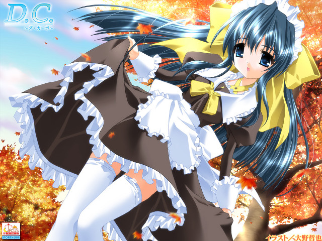 Anime girl dress tree autumn free wallpaper for desktop - medium preview image
