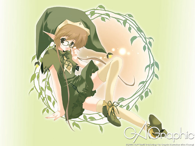 Girl green dress elf portrait free wallpaper for desktop - medium preview image