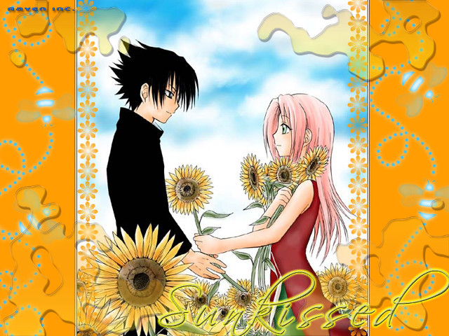 Anime couple sunflowers summer manga free wallpaper for desktop - medium preview image
