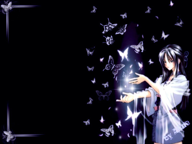 Butterfly girl anime gothic bird free wallpaper for desktop - medium preview image