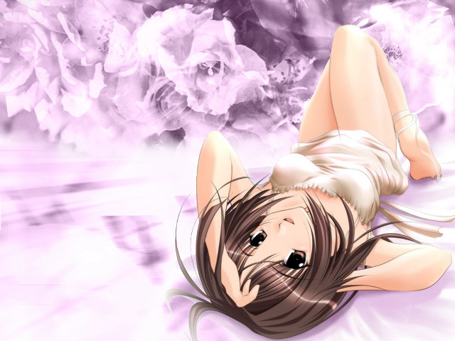 Flower blooming anime girl hanami free wallpaper for desktop - medium preview image