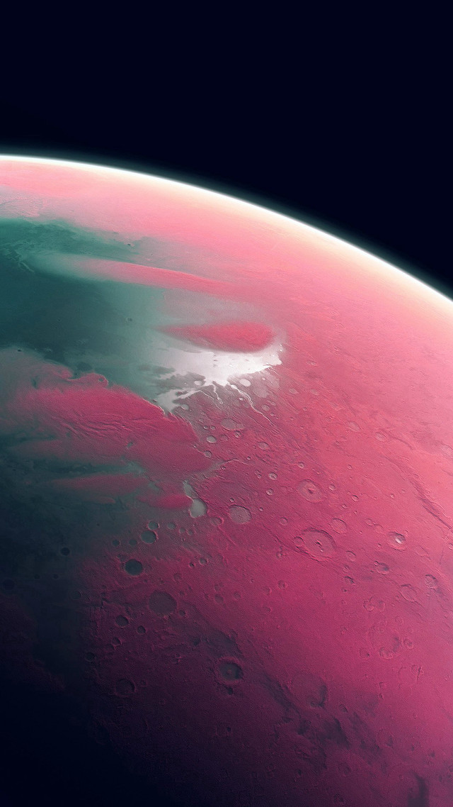 Red planet large crater atmosphere free wallpaper for mobile - medium preview image