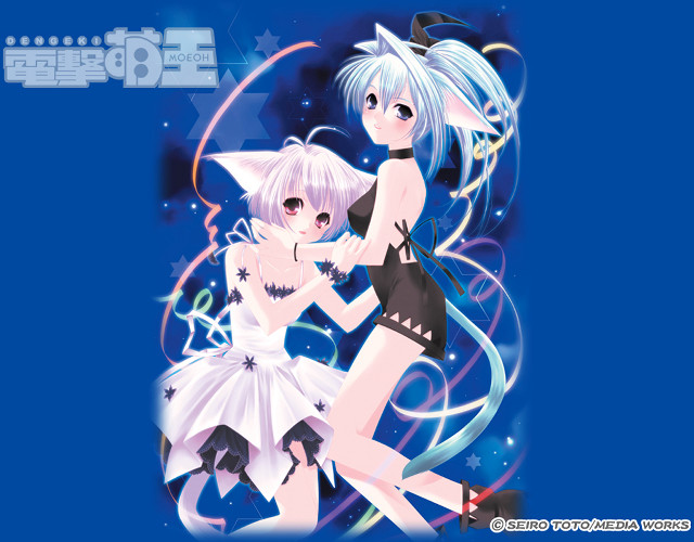 Anime dancing girls blue stars free wallpaper for desktop - medium preview image