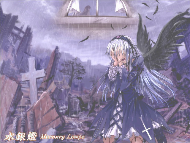 Anime sword bird city gothic free wallpaper for desktop - medium preview image