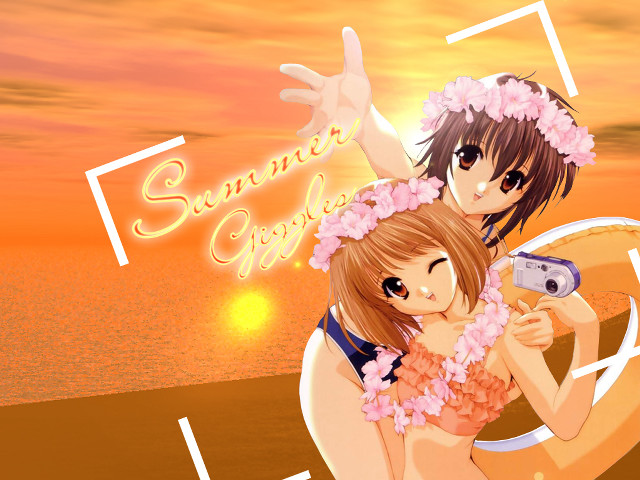 Sisters sunset sand camera flower free wallpaper for desktop - medium preview image