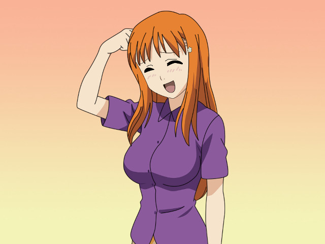 Redhair purpleshirt ayako handshead anime free wallpaper for desktop - medium preview image