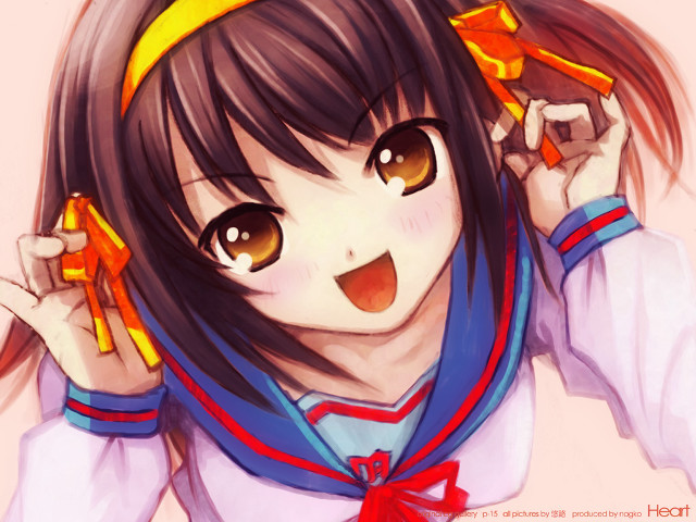 Girl yellowribbon scissors anime suzumiya free wallpaper for desktop - medium preview image