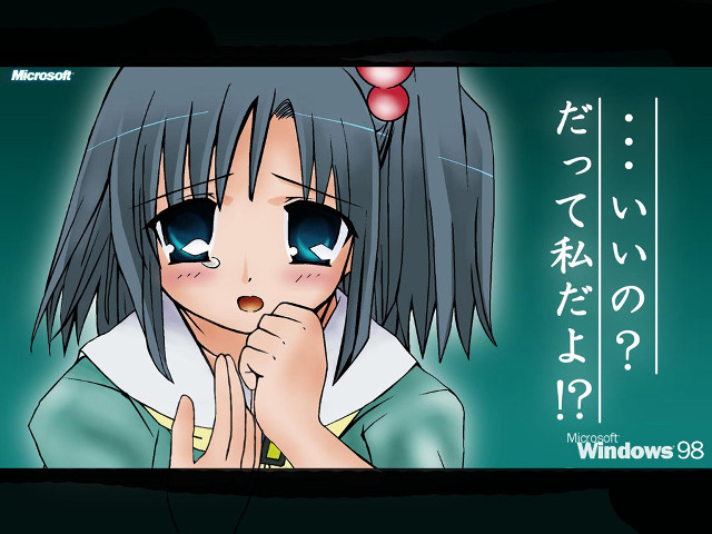 Anime girl blue eyes sad free wallpaper for desktop - medium preview image