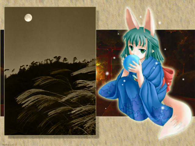 Girl rabbit ears forest moon free wallpaper for desktop - medium preview image