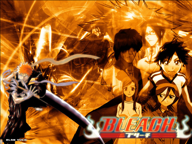 Anime sword demon group orange free wallpaper for desktop - medium preview image
