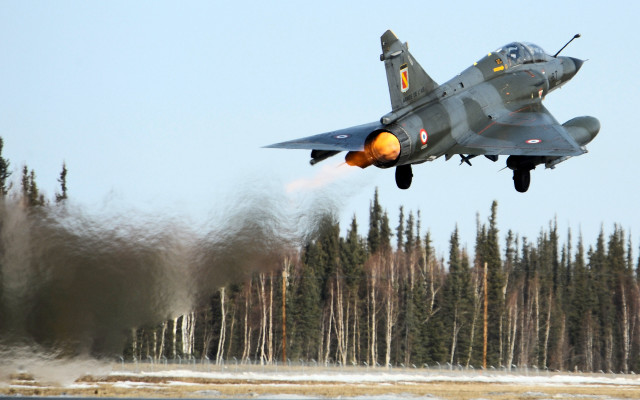 Fighter jet low forest snow free wallpaper for desktop - medium preview image