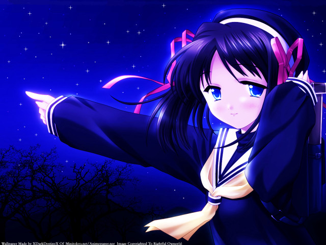 Anime girl long hair black #2 free wallpaper for desktop - medium preview image