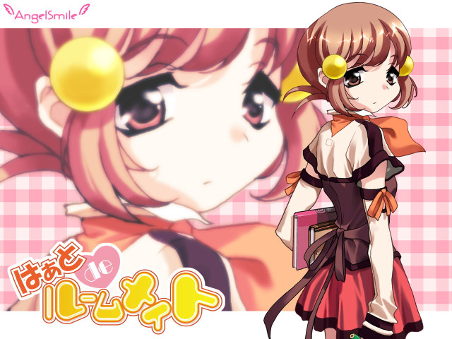 Girl bow yellowball pinkcheckered portrait free wallpaper for desktop - medium preview image