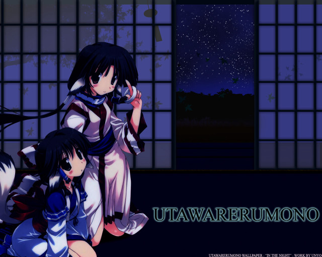 Uwaberumono two girls window cat free wallpaper for desktop - medium preview image