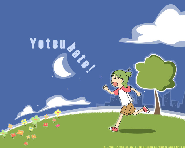 Yotsu na girl running grass free wallpaper for desktop - medium preview image