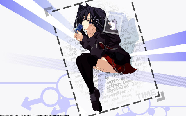 Woman black outfit cellphone laptop free wallpaper for desktop - medium preview image